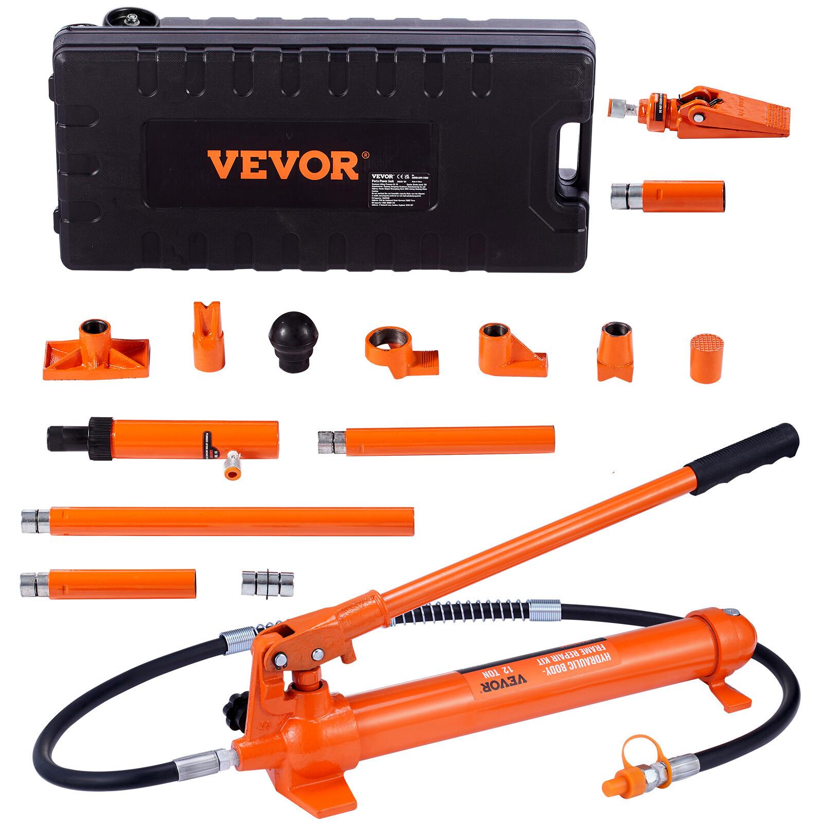 VEVOR 12 Ton Porta Power Hydraulic Jack Air Pump Lift Ram Body Frame Repair Kits