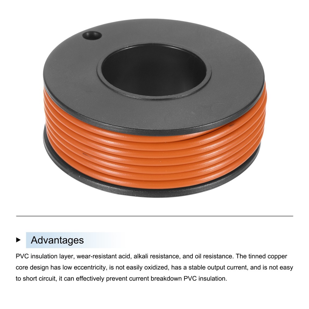 18AWG Stranded Wire PVC Hookup 6M/20ft Orange, Electrical Wire UL1007 Spool