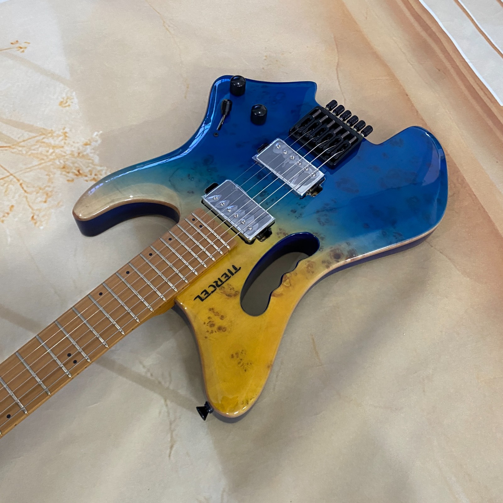 Headless Guitar HH pickups basswood body blue Discount