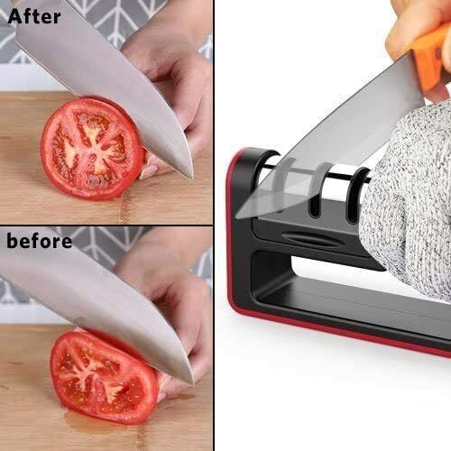 Knife Sharpener Professional Ceramic Tungsten Kitchen Sharpening System 3 Stage