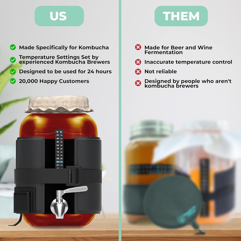 Kombucha Heating Wrap - Fermentation Heater Mat Pad with Temperature Control