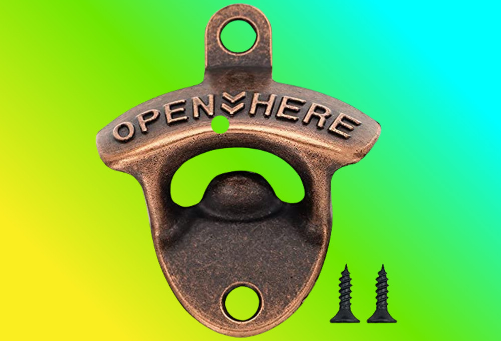 Cast Iron Wall Mount Beer Opener Set (2) Black/Bronze