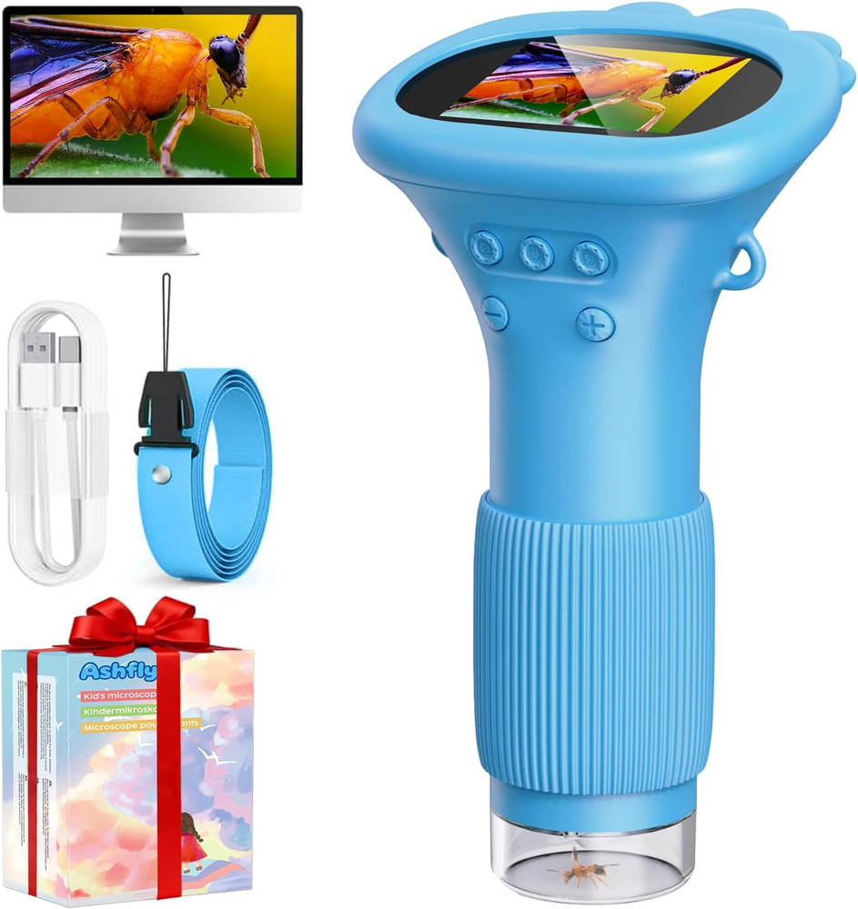Kids Microscope, Pocket Portable Microscope with 2'' Inch Screen - Powerful Hand
