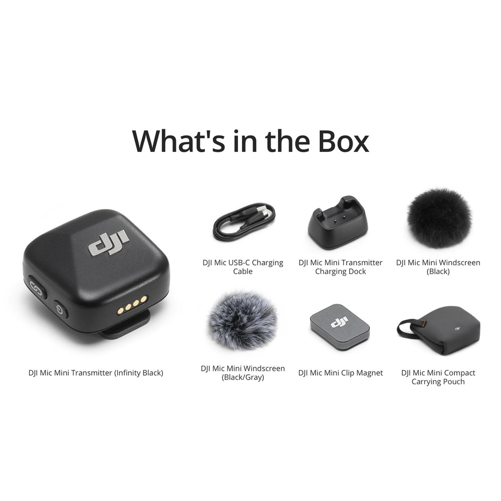 DJI Mic Mini Transmitter Infinity Black Wireless Microphone Ultra Light Sound