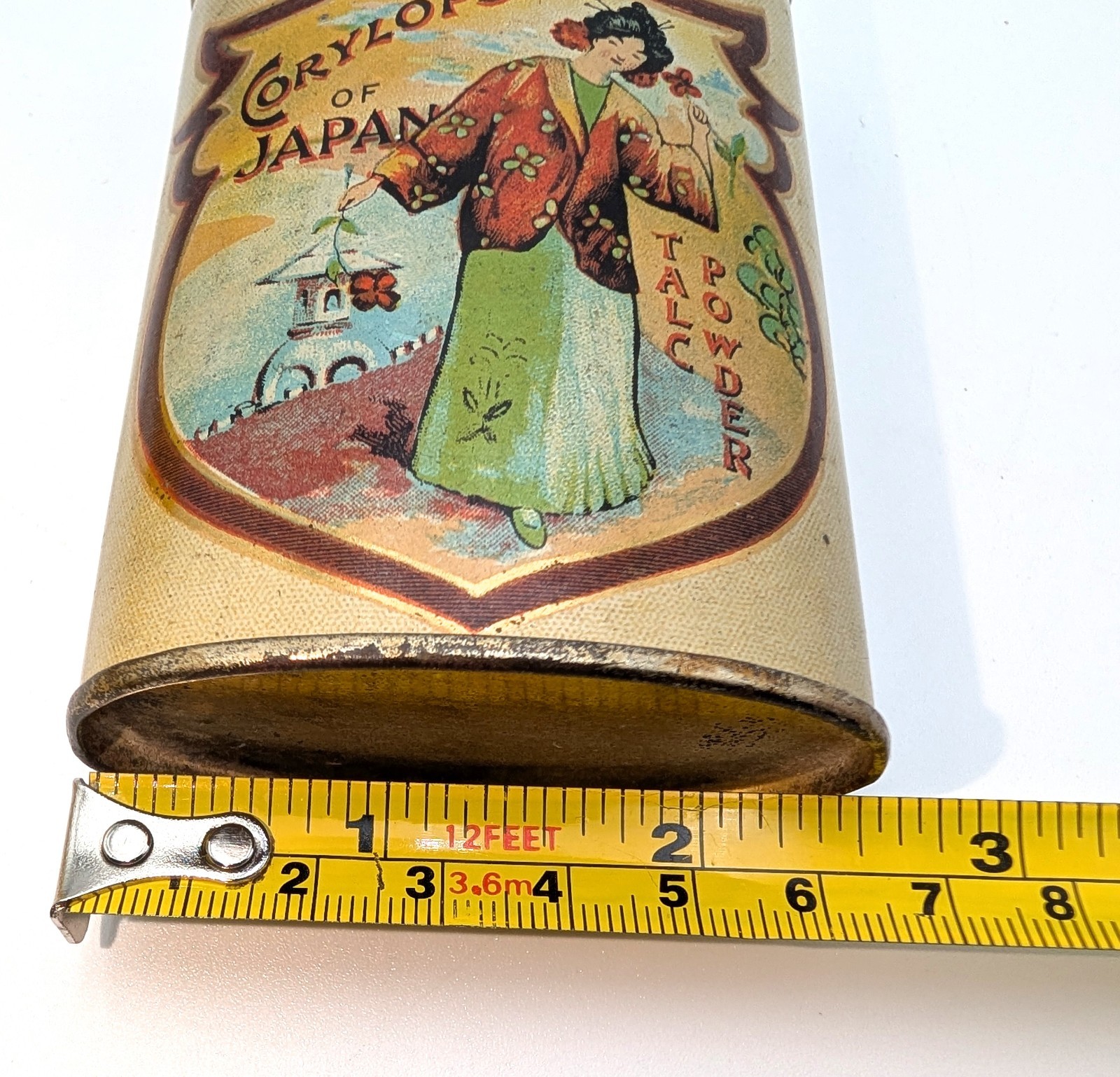 VTG AIR FLOAT CORYLOPSIS OF JAPAN TALC POWDER LITHO TIN CAN TALCUM CO.