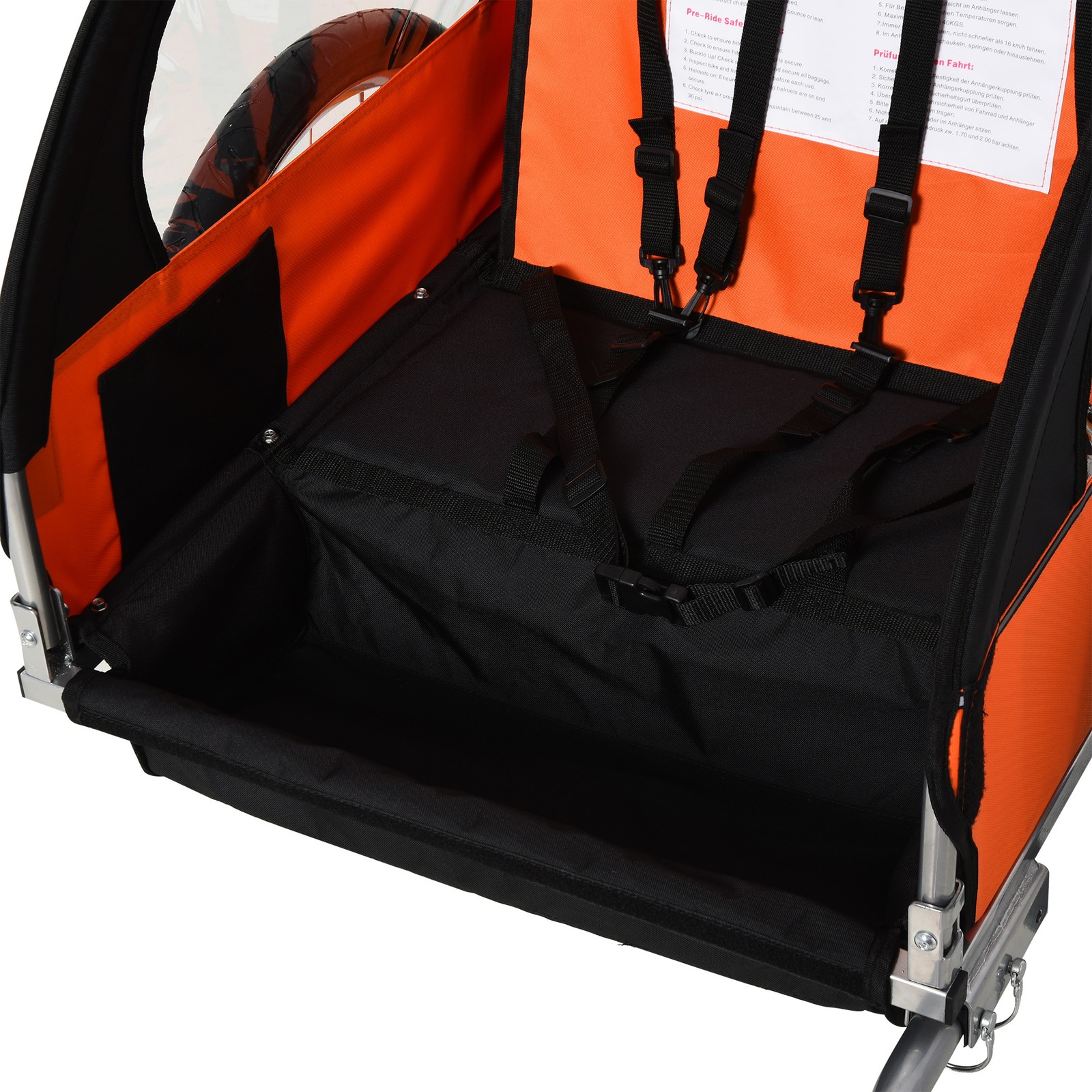 2-Seat Kids Child Bicycle Bike Trailer with 5-Point Safety Harnesses Foldable