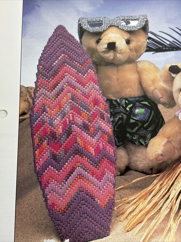 Beach Bear Set Surfboard & Sunglasses Annie's Attic Plastic Canvas Pattern