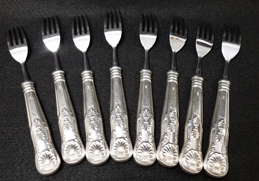 8 Antique Sheffield Sterling Silver Handled Forks KING'S PATTERN Cooper Bros.