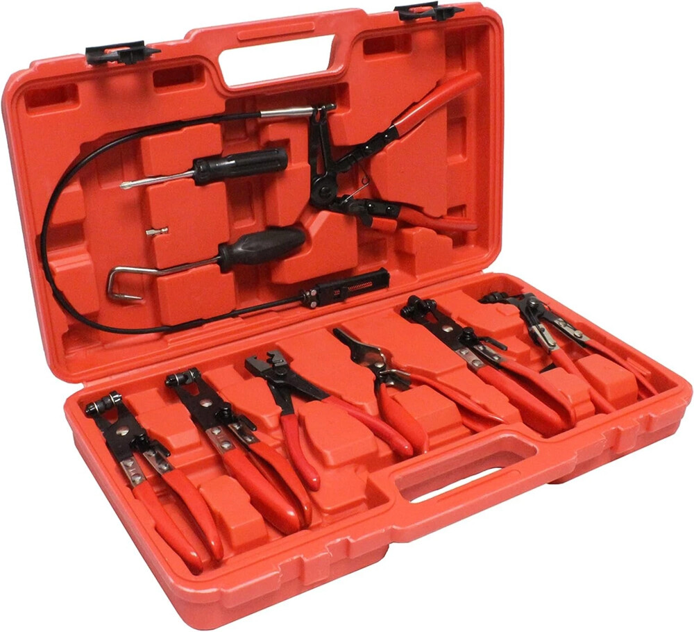 10Pc Hose Clamp Clip Remover Pliers Wire Long Reach Kit Fuel Oil Water Hose Tool