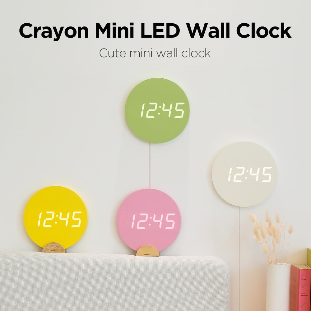 mooas Crayon Mini Digital Wall Clock, Modern Night Light Digital Desk Clock, ...