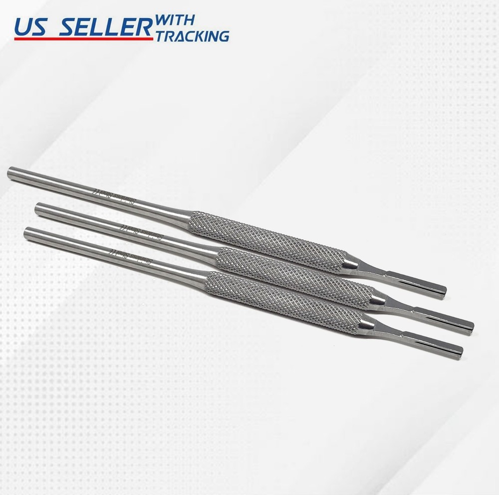 Surgical Scalpel Handle Holder With Round Pattern German Stainless 3Pcs
