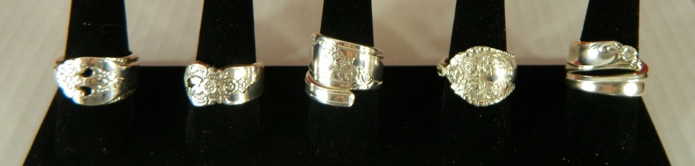 5 Silver Plated Spoon Rings Size 10
