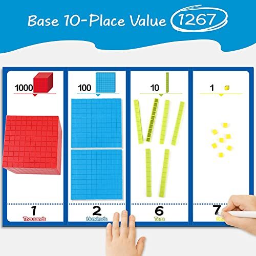 Torlam 131 PCS Base Ten Blocks for Math - Place Value Blocks Plastic Base 10 Ma