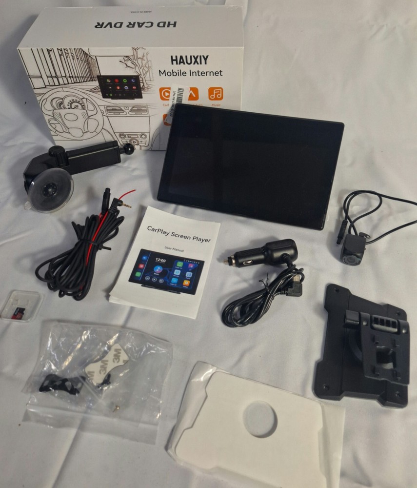 Hauxiy Portable CarPlay Screen Player With Dash & Back Up Camera
