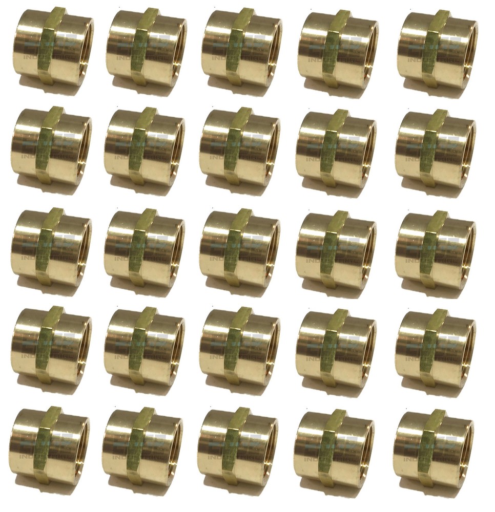 25 PACK BRASS HEX COUPLING 3/4" COUPLER UNION FITTING ADAPTER AIR FUEL WATER
