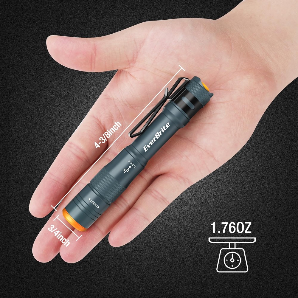 EverBrite Mini Pen Light, Rechargeable Pocket Pen Flashlight with USB C Cable...