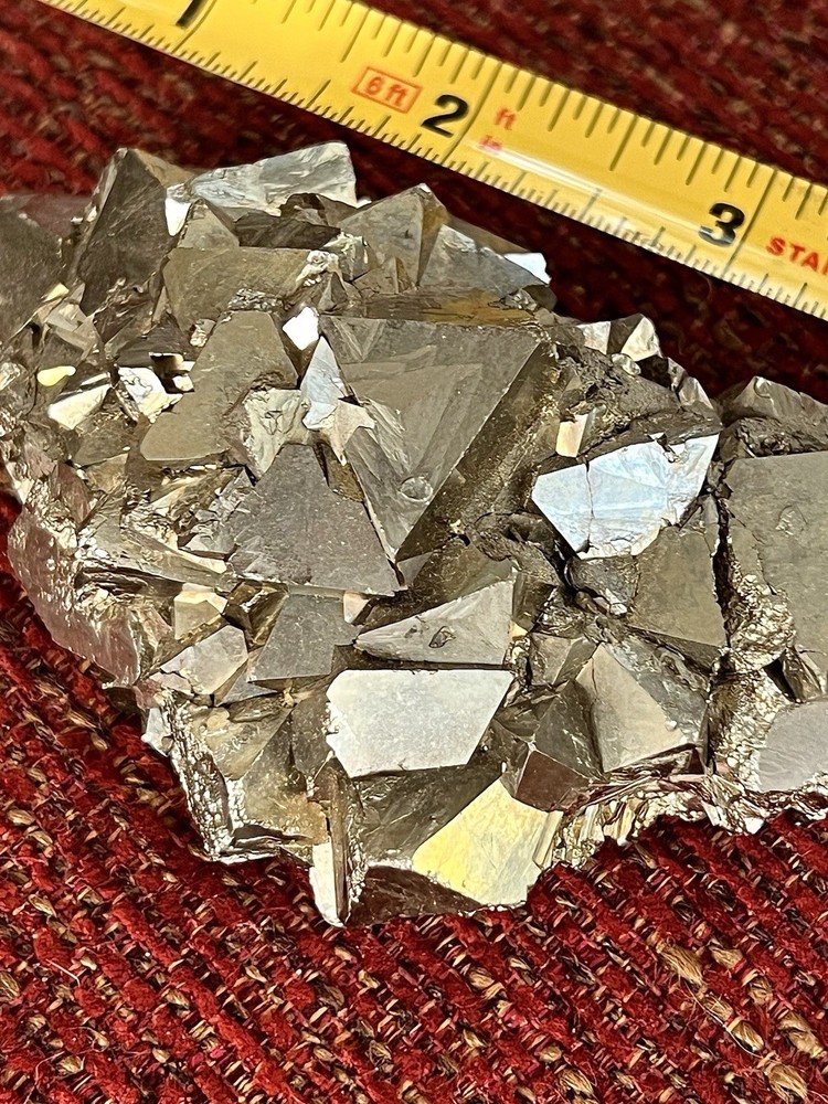 Peruvian Pyrite Crystal Cluster 312g | Octahedral Crystals | Record Keeper Faces