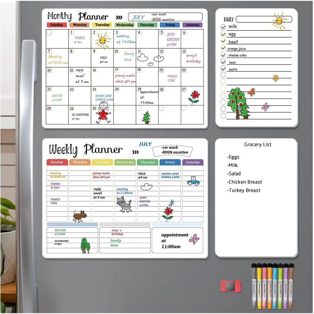 Versatile Magnetic Whiteboard Planner Set for Easy Daily to Monthly Scheduling