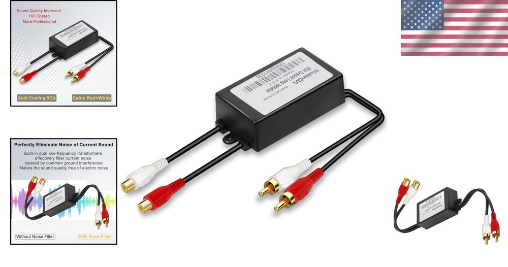 Hum Eliminator Noise Filter for Car Audio - Black