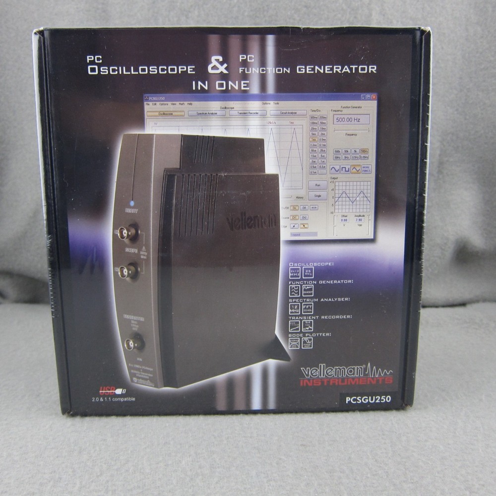 New Velleman PCSGU250 USB-Based PC Oscilloscope & Function Generator Sealed Note