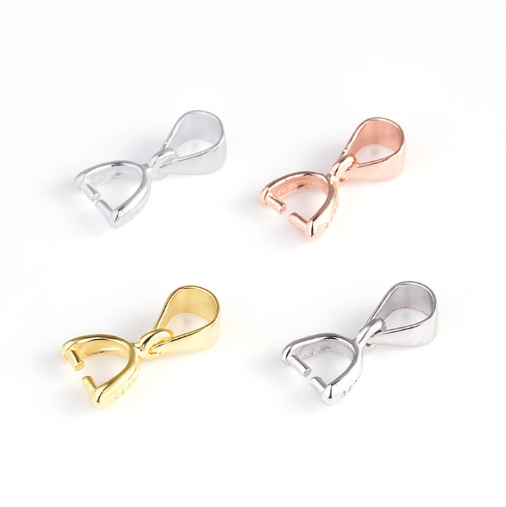 925 Sterling Silver Pinch Clip Bail Clasp Charm Pendant Connector DIY Finding