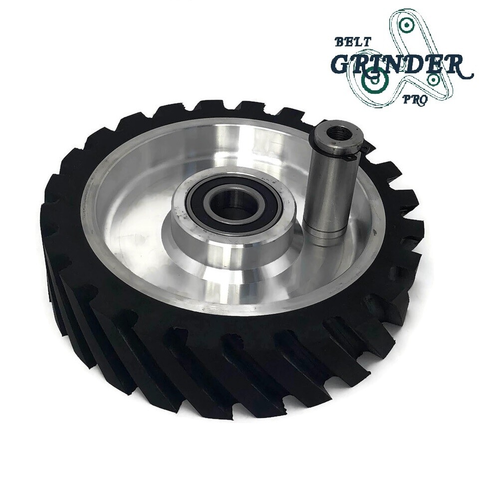 8" Belt Grinder Contact Wheel Serrated Rubber With 2 heavy Duty bearings 6205 RS