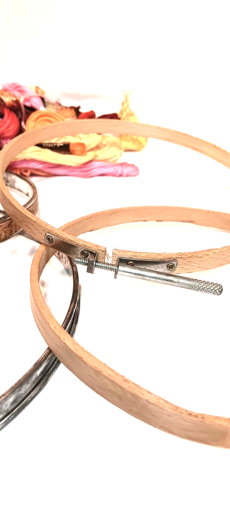 Vintage Embroidery Hoops with Thread - E