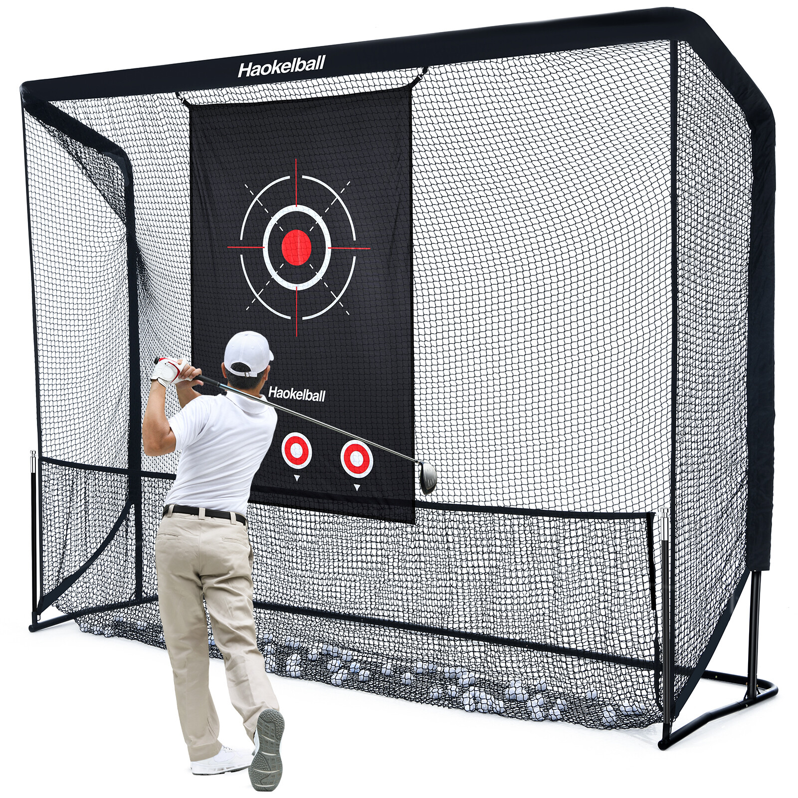 10x7.5ft Heavy Duty Golf Hitting Net with Target Cloth Driving Golf Training Net