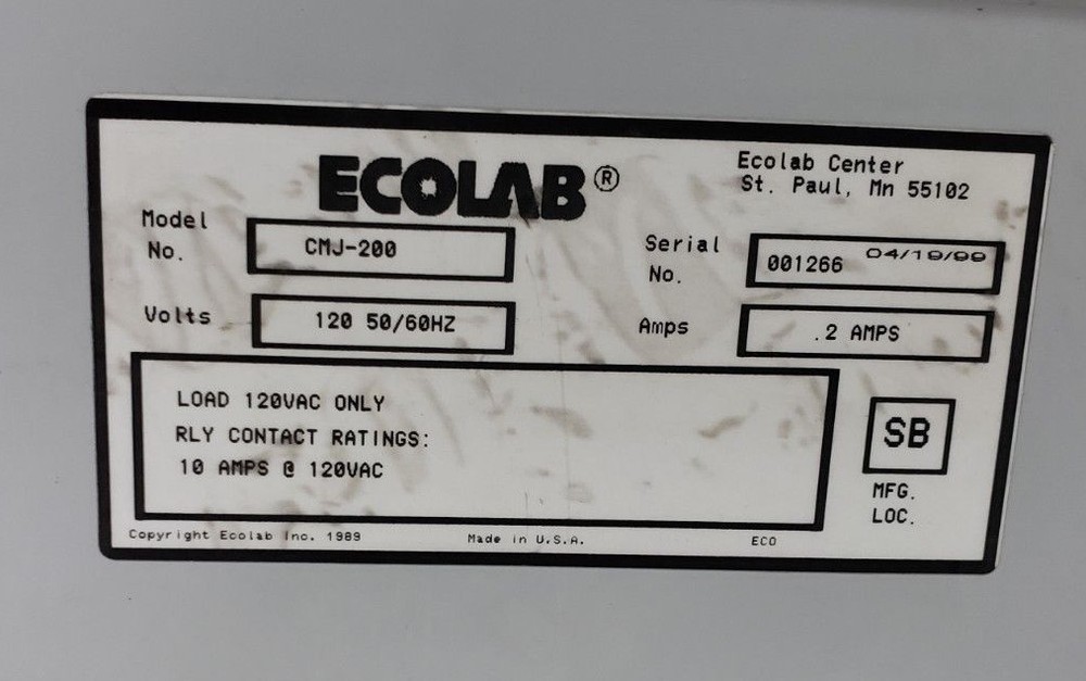 ECOLAB KLENZADE CMJ-200 CONTROL MASTER JR MODEL 200 TIMER MODULE CMJ200