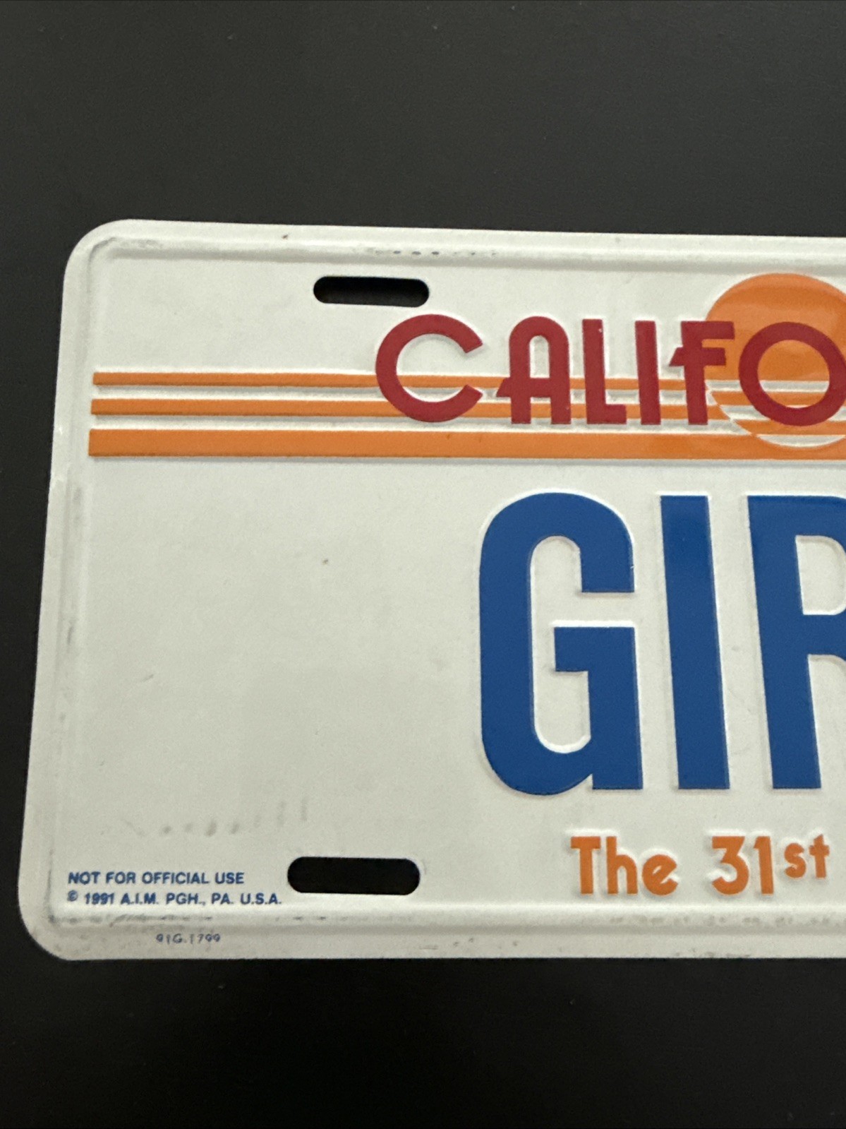 Vintage California License Plate USA Girl The 31st State