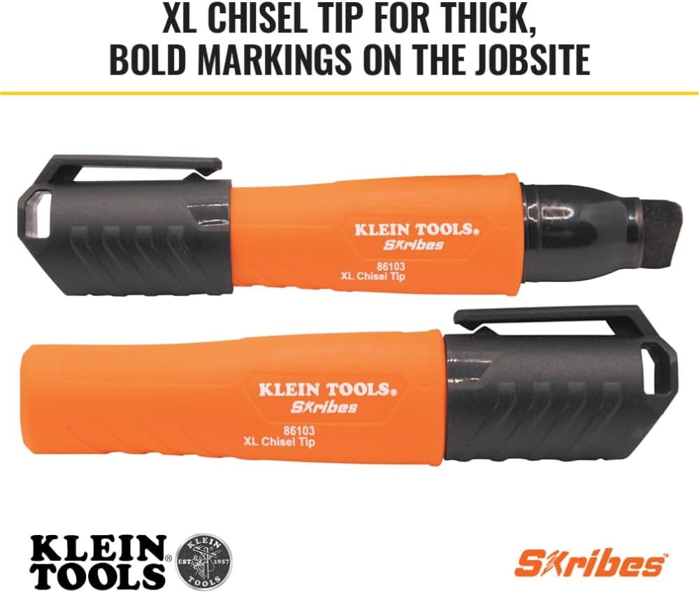Klein Tools 86103 Skribes XL Permanent Marker Chisel Tip Multi-Surface Black Ink