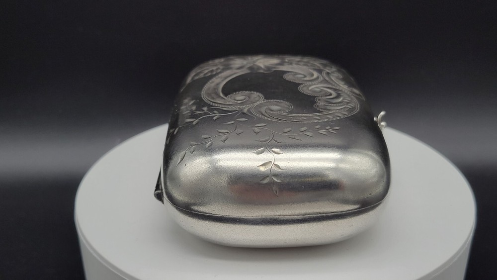 Antique Sterling Silver Engraved Floral Soap Case