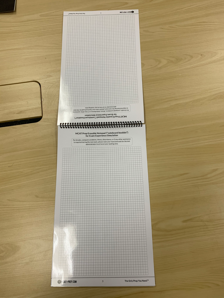 MCAT Prep Erasable Notepad/Whiteboard (noteboard booklet) with Staedtler Marker