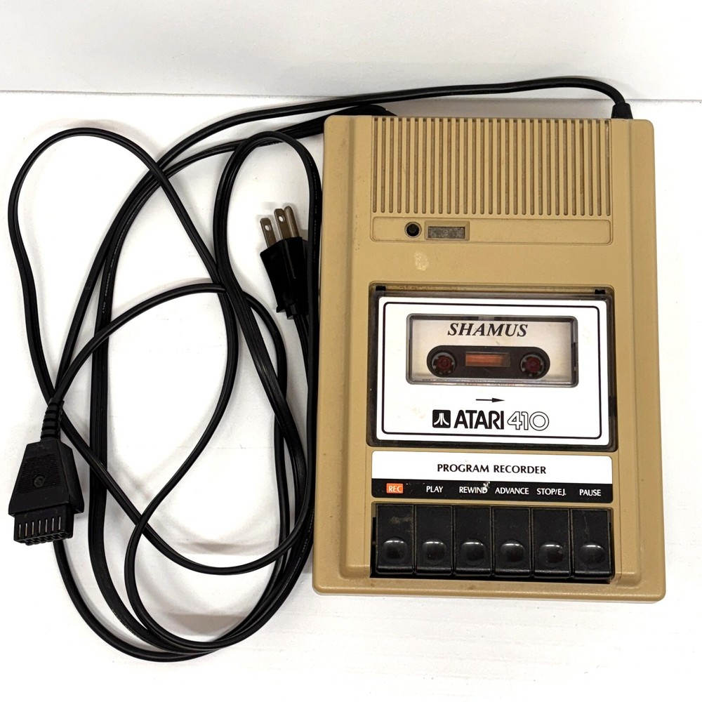 1980s Atari 410 Cassette Program Recorder & Shamus Atari Cassette Game- Untested