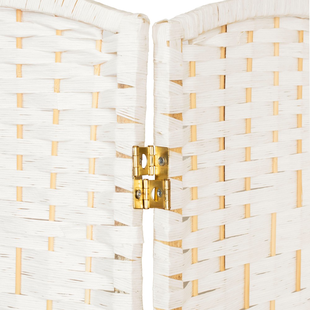 3 ft. Short Diamond Weave Fiber Folding Screen - White - 4 Panel