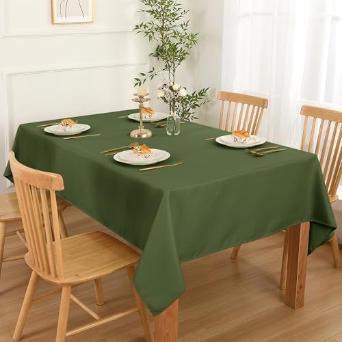 Rectangle Textured Tablecloth Waterproof 60" x 84" (Rectangular) Olive Green