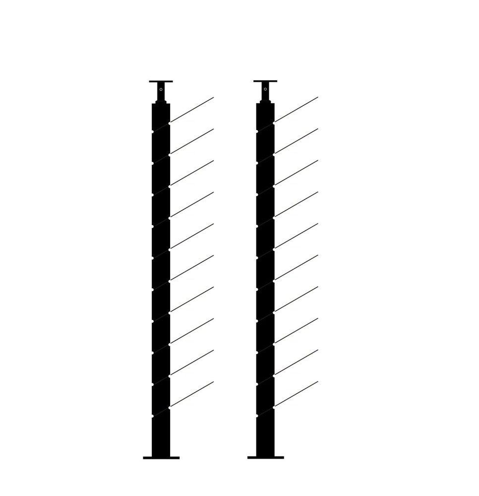 Minicem Cable Railing End Post Angle 35° 2-Pack Durable Outdoor Hardware