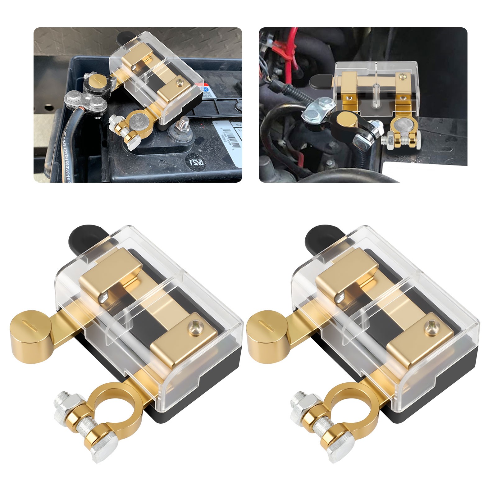 2Pcs 12/24V Battery Cut-Off Disconnect Top Post Switch Isolator Kill For Car RV