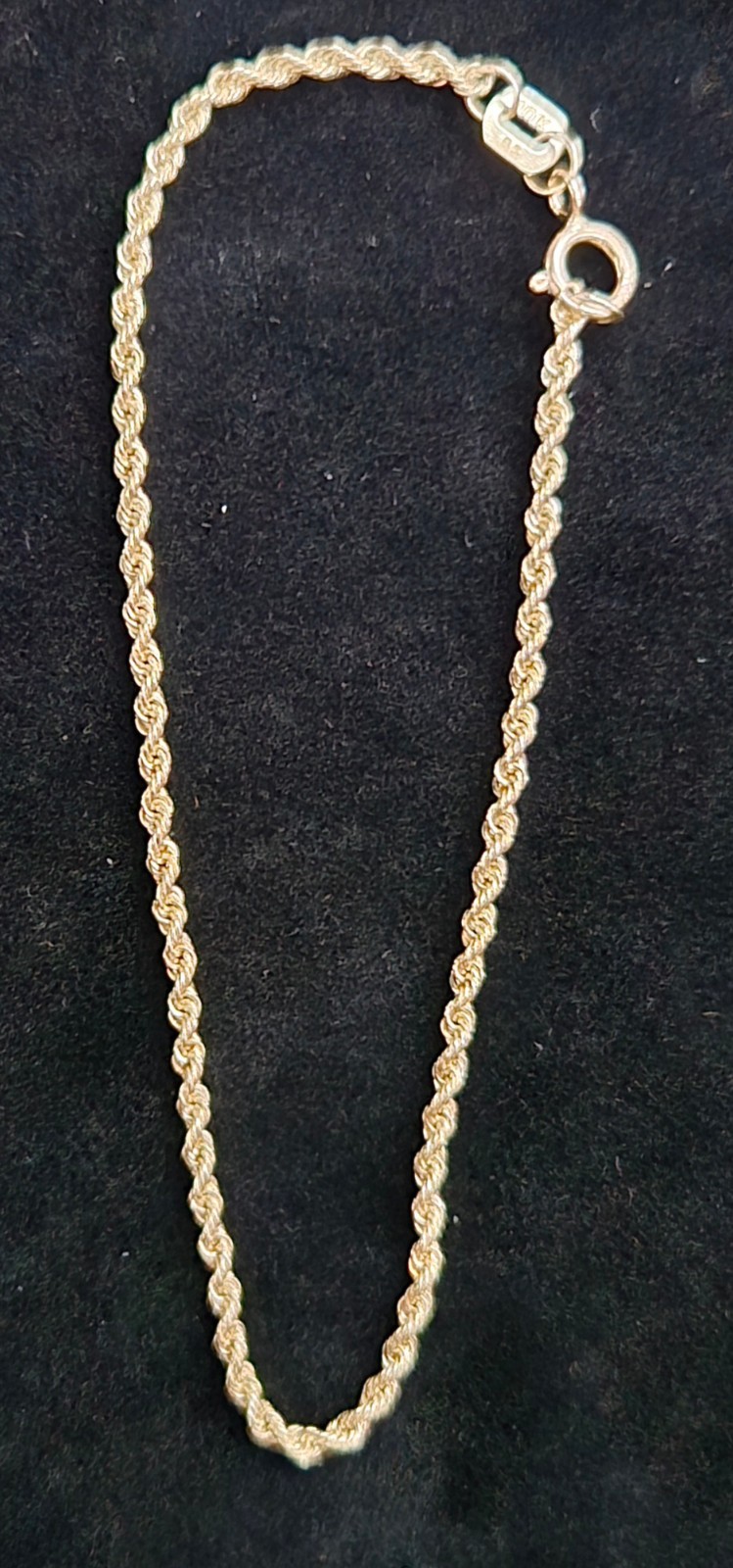 10K Gold 1.5mm Diamond Cut Rope Link Bracelet, 6in, 6.5in, 7in Italy