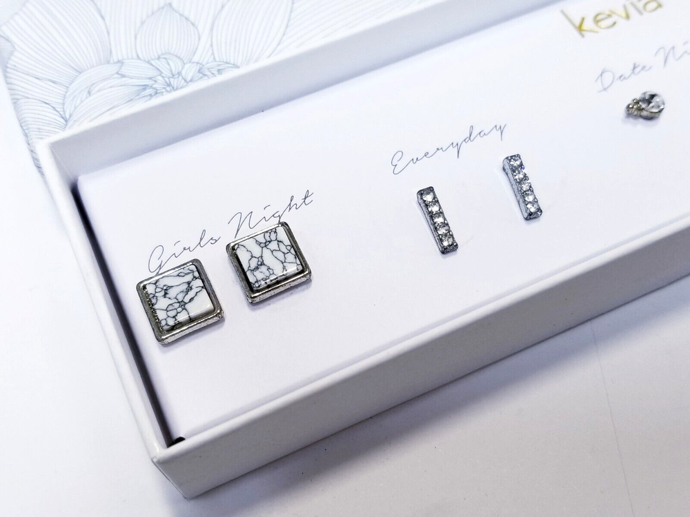 Kevia Five Piece Earring Set - White
