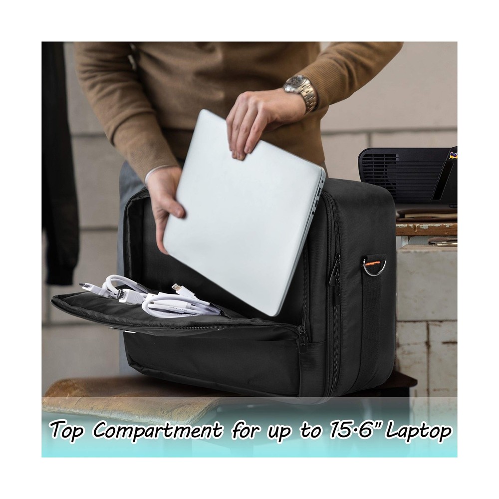 CURMIO Projector Carrying Case, Projector Bag with Laptop Compartment Compati...