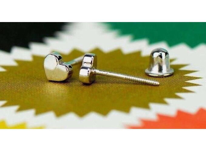 14K Solid White Yellow Gold Heart Shape Stud Earrings