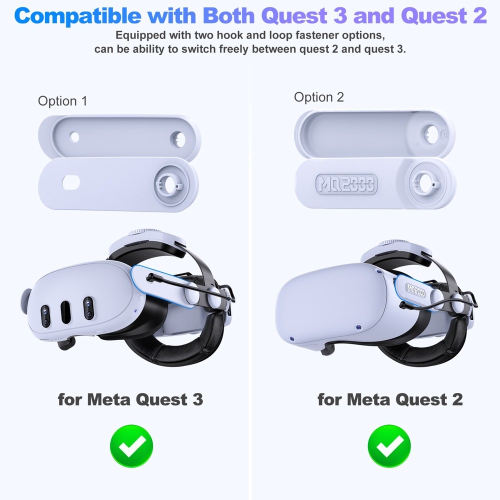 Head Strap for Meta Quest 3S/3/2, Adjustable Elite Strap with 7500mAh Detachable