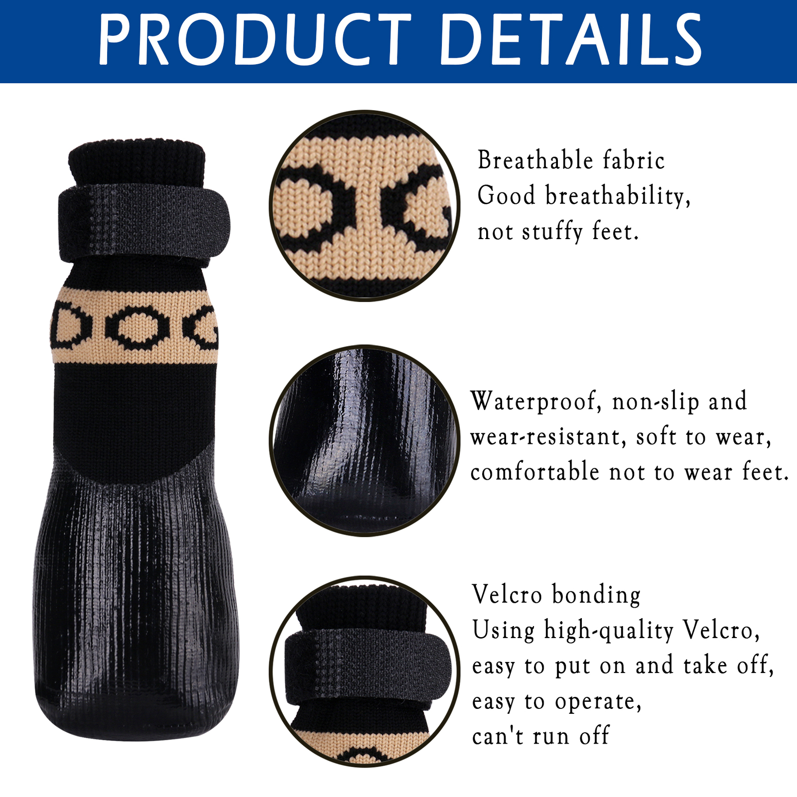 4pcs Dog Socks Anti Slip Waterproof Dog Shoes Boots Outdoor Indoor Paw Protector