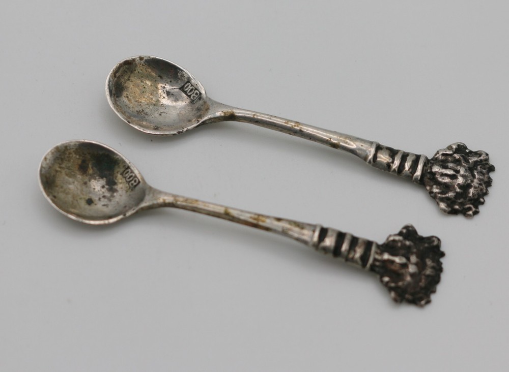Set of 2 Small 800 Silver Salt Spoons