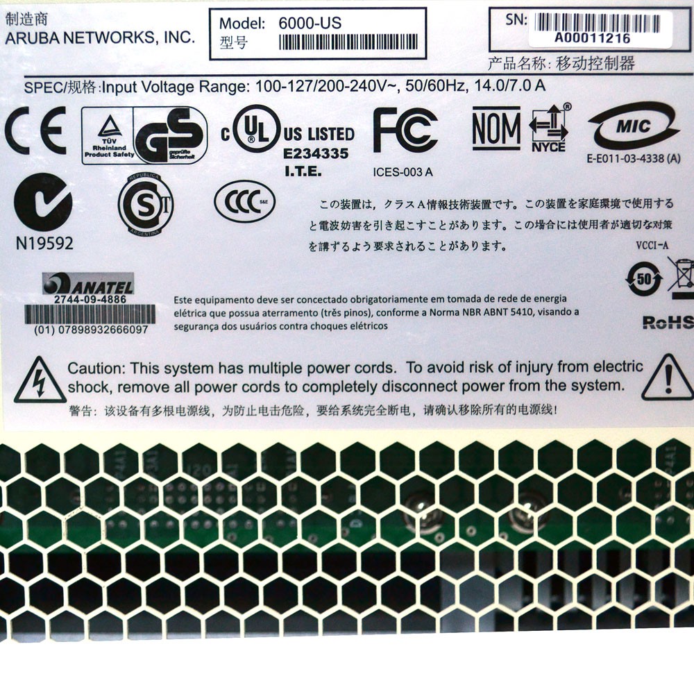 Aruba 6000-US Multi-Service Modular Controller w/2x 400W PSU & 1 Mobility Module