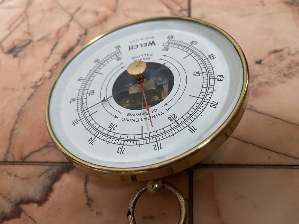 Vintage Welch Brass Barometer