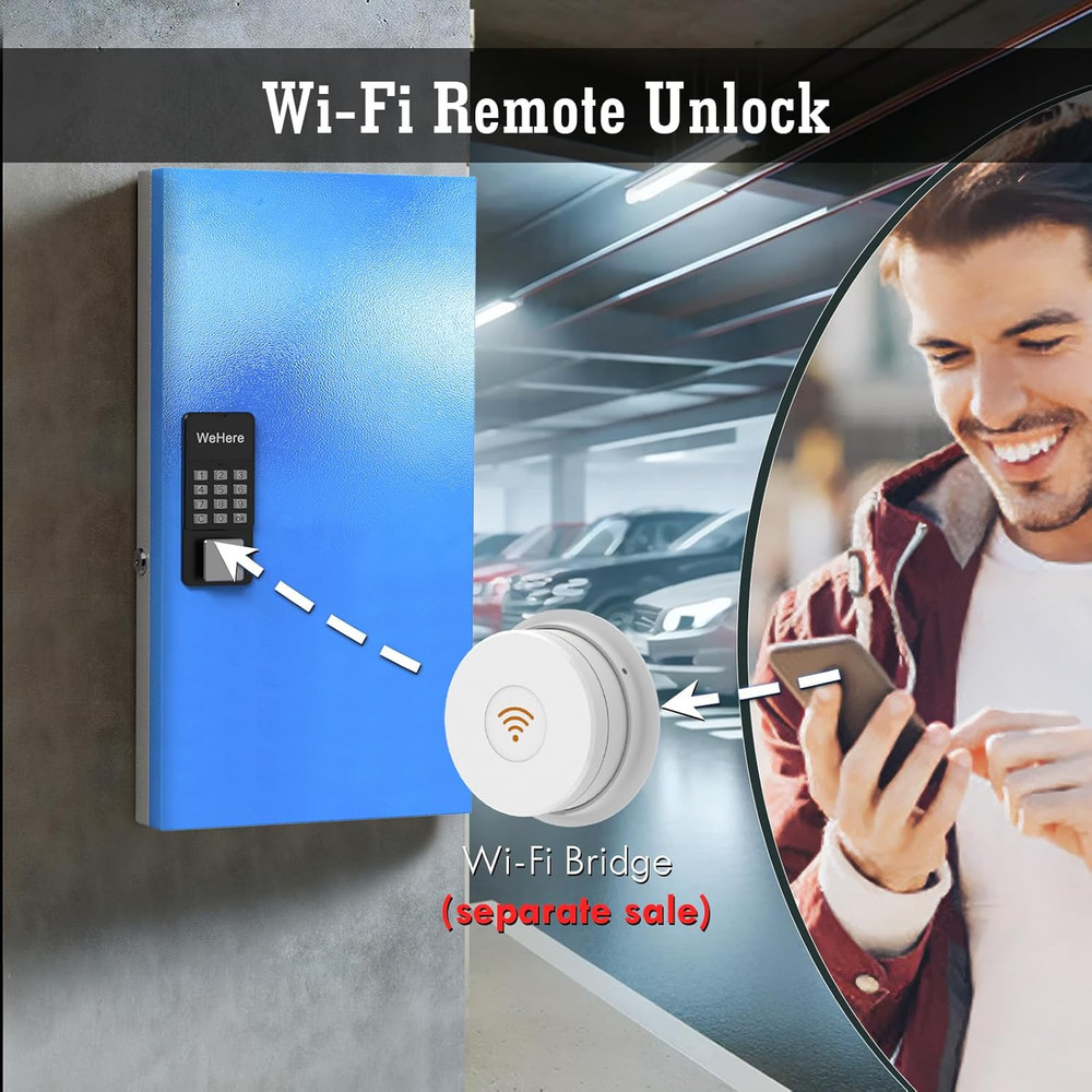 Smart 48-Key Lock Box with Bluetooth, Wi-Fi & Remote Access for Easy Key Managem