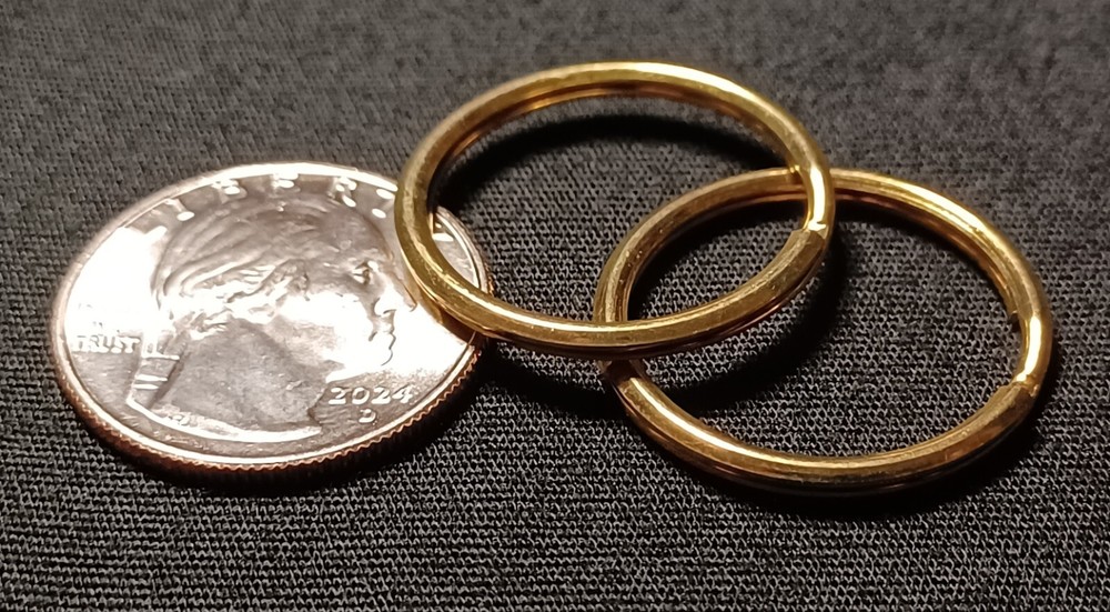 (2) Brass Rounded 1 Inch(25mm) Split Ring Rounded Key Rings Key Holders