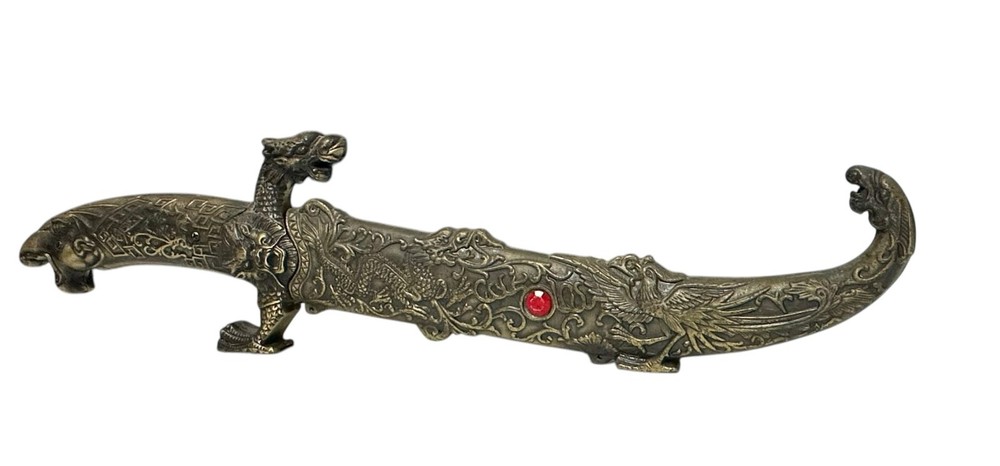 decorative dagger knife with red stone